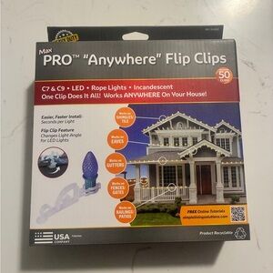 Max PRO “Anywhere” Flip Clips – 50 Count | Holiday Light Clips for Gutters | NEW